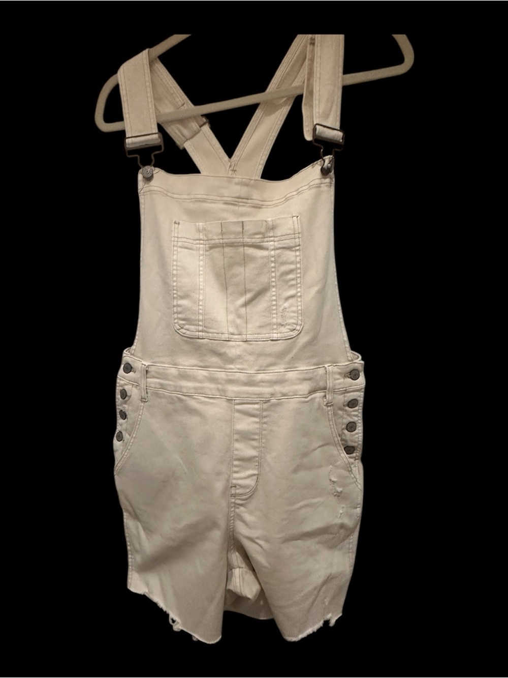 Judy Blue Women's Cream Short Overalls - Classic Bib Jumpsuit Size 1XL